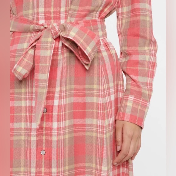 Polo Ralph Lauren long sleeve collar checked plaid pink maxi dress - Picture 3 of 7